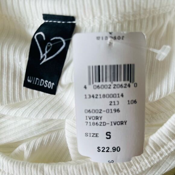 New with tag Windsor Wrap Waist Ribbed Crop Top, Ivory, size Small. - Picture 10 of 11
